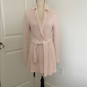 Express Light Pink Ribbed Knit Cardigan